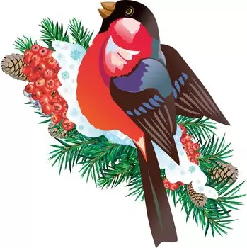 Мини-плакат вырубной "Снегирь": 140х216 мм