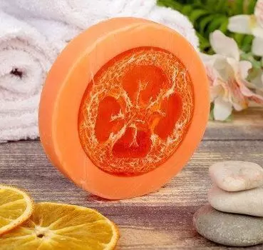 Мыло с мочалкой из люфы "Добропаровъ", грейпфрут