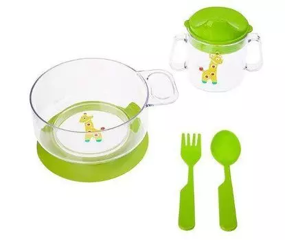 Набор детской посуды, 4 предмета, салатовый
