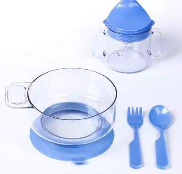 Набор детской посуды, 4 предмета, синий