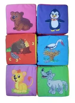 Набор кубиков "Мамы и малыши": 6 кубиков (7х7х7 см)