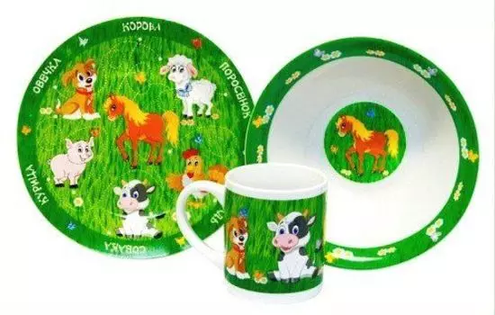 Набор посуды "Домашние животные", 3 предмета