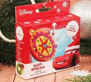 Новогодний ёлочный шар с фреской "С Новым Годом!" Тачки