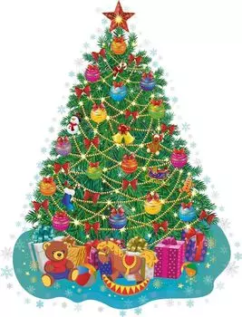 Новогодняя открытка (ёлочка): 104х268 мм