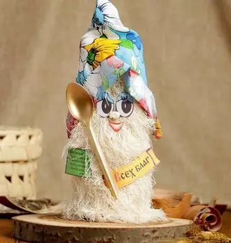 Оберег "Домовой Кузя в колпаке", малый, микс