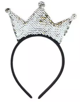 Ободок карнавальный "Корона", с пайетками, серебро
