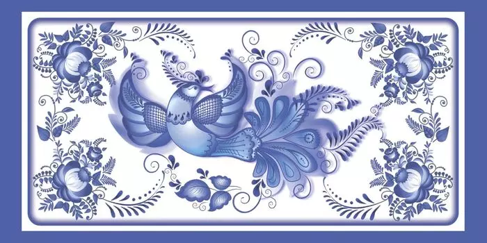 Открытка-конверт для денег "Гжель": УФ-лак (Код цены Б)