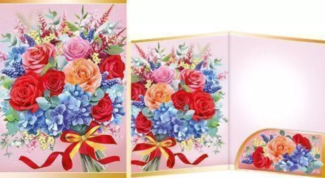 Открытка "Розы", с конвертом для денег