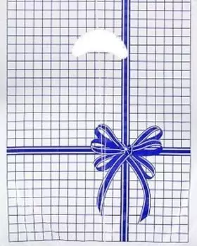 Пакет полиэтиленовый "Синяя клетка", с вырубной ручкой