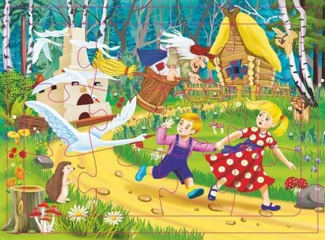 Пазл из полистирола "Гуси-лебеди": 12 деталей