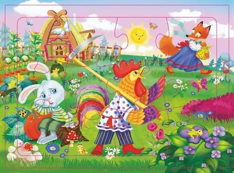 Пазл из полистирола "Заюшкина избушка": 12 деталей