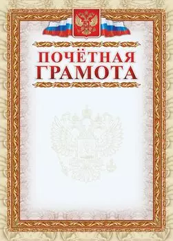 Почетная грамота (с гербом и флагом, рамка картинная)