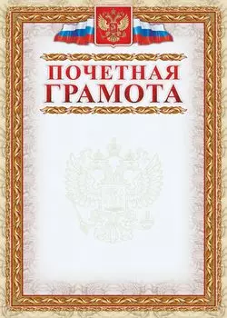 Почетная грамота (с гербом и флагом, рамка картинная) (упаковка 200шт)
