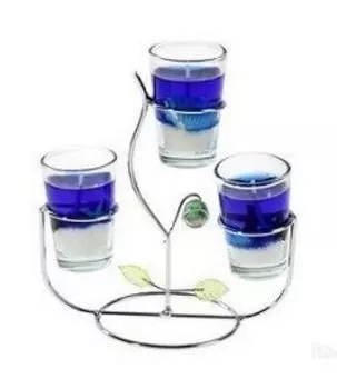 Подсвечник "Фантазия", 3 свечи, синий