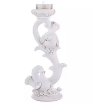 Подсвечник керамический со свечой "Голуби"