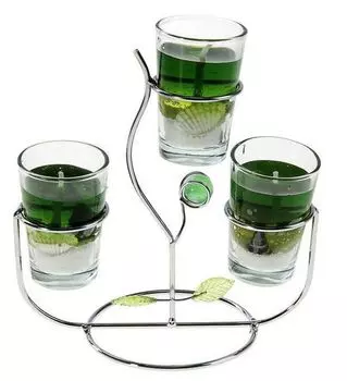 Подсвечник с гелевыми свечами "Фантазия", зеленый