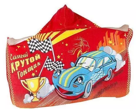 Полотенце детское махровое, с капюшоном "Самый крутой гонщик"