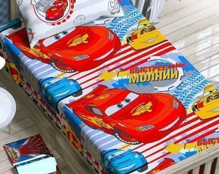 Простыня "Тачки. Супер-гонки", 1,5 спальная