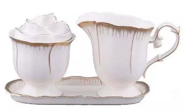 Сахарница и молочник на подставке "Цветочная симфония"