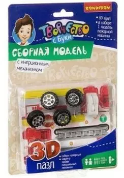 Сборная 3D модель Bondibon "Пожарная машина с инерционным механизмом"