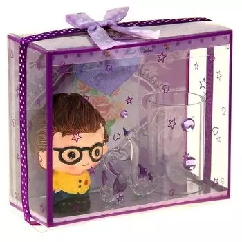 Сувенир-карандашница "Малышка и лебеди", световой, микс