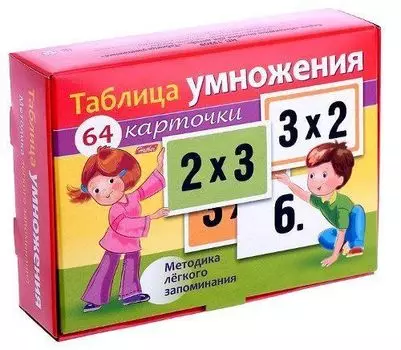 Таблица умножения. Наглядные пособия, 64 карточки
