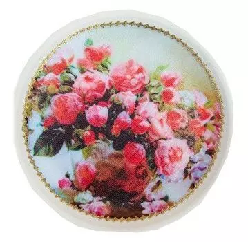 Тарелка декоративная настенная "Пионы", с рисунком на холсте