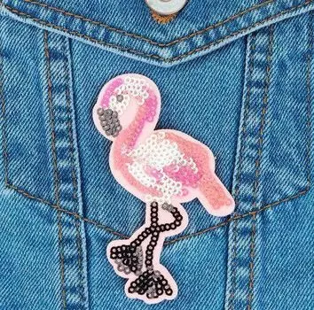 Термоаппликация "Фламинго", с пайетками