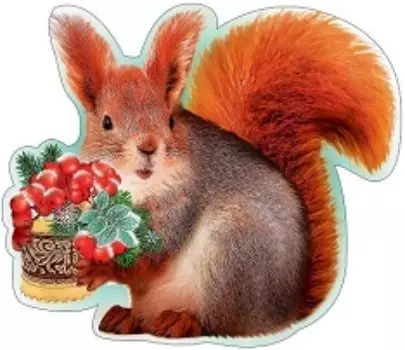 Украшение на скотче "Белка с туеском"