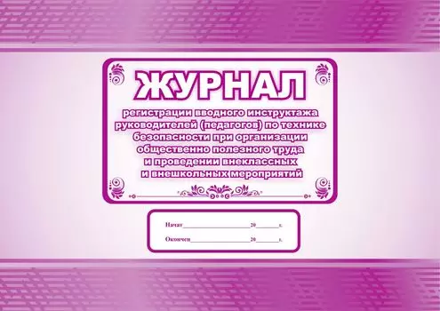 Журнал регистрации вводного инструктажа руководителей (педагогов) по технике безопасности при организации общественно полезного труда и проведении внеклассных и внешкольных мероприятий