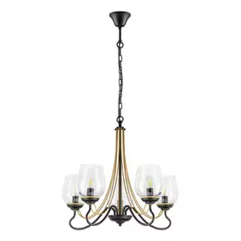 734057 (SD1355/5) Люстра BOLLA 5х40W E14 ЧЕРНЫЙ/ЗОЛОТО/ПРОЗРАЧНЫЙ (в комплекте)