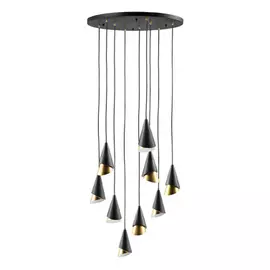 757090 (MD9700-9A ) Люстра CONE 9х40W E14 ЧЕРНЫЙ /ЗОЛОТО (в комплекте)