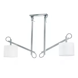 766029 (MD2344-2S) Люстра MECCANO (2 КОР!) 2x60W E27 ХРОМ/БЕЛЫЙ ткань (в комплекте)