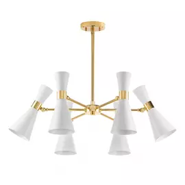 816066 (MD8506/6A) Люстра DUMO 6х40W E14 БЕЛЫЙ МАТОВЫЙ/ЗОЛОТО (в комплекте)