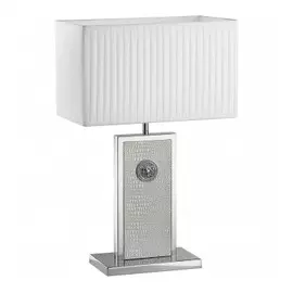 870936 (PD3088-WH) Настольная лампа FARAONE 1х60W E27 КОЖА/БЕЛЫЙ/ХРОМ (в комплекте)