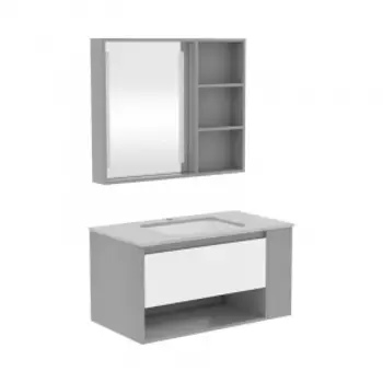 Комплект мебели для ванной комнаты Тумба и навесной шкаф Diiib Rock Board Bathroom Cabinet Drawer Storage 900mm (DXG70002-1111 + DXG72002-1111) (с керамической раковиной, без смесителя)