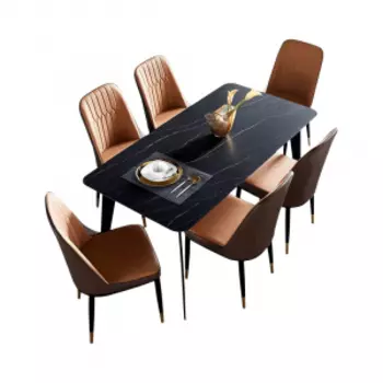 Комплект обеденной мебели Стол 1.4 м и 6 стульев Xiaomi Linsy Light Luxury Table and Four Chairs Black (JI2R-A+LS073S4-A)