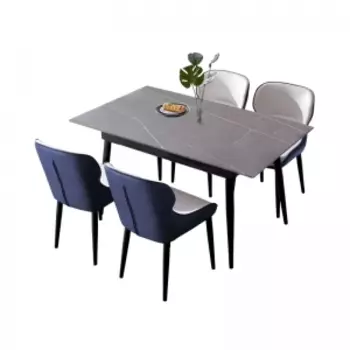 Комплект обеденной мебели Стол 1.6 м и 4 стула Xiaomi 8H Jun Rock Board Dining Table and Four Chairs Grey/Grey&Blue (YB1+YB3)