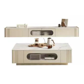 Комплект журнальный столик и тумба под телевизор Xiaomi Linsy Set Of Coffee Table And TV Stand Cream/White (LY1L-A+LY1M-A)