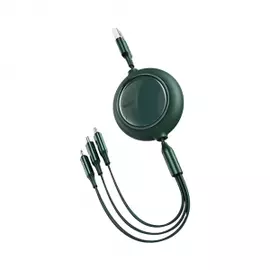 Телескопический USB-кабель для зарядки 3 в 1 Xiaomi Baseus Retractable Data Cable 3.5 A Fast Charge 1.2 m Green