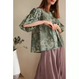 Блузка Черешня с пышным рукавом цветочный принт (42-46)