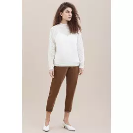 Джемпер Черешня из тонкого мохера с фигурной вязкой молочного цвета (40-46)