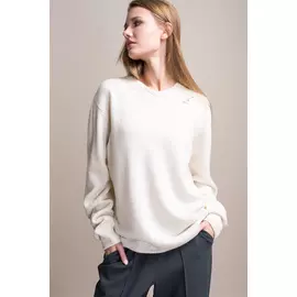 Джемпер HANGER c "рваными" фрагментами кремового цвета (40-46)