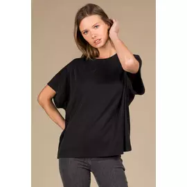 Футболка Черешня мышиный черный из модала в стиле оверсайз (40-46)