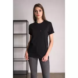 Футболка LEVIS базовая черного цвета с карманом (42-44)