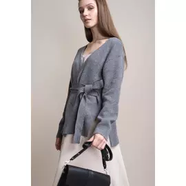 Кардиган на поясе MURMURING серого цвета (40-46)