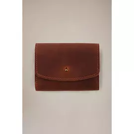 Мини-кошелек Черешня на кобурной кнопке из кожи с винтаж-эффектом коньяк (One Size)