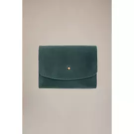 Мини-кошелек Черешня на кобурной кнопке из кожи с винтаж-эффектом изумруд (One Size)