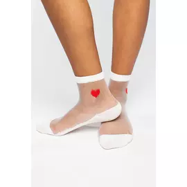 Носки STYLEHUB с сеткой белого цвета с красным сердцем (One Size)
