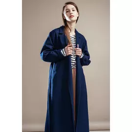 Пальто-халат Черешня с кулиской на спине из синего сукна (42-44)